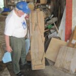 Danny shows off his father's snow shoe frames.